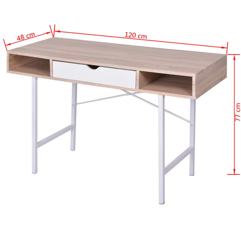 Desk with 1 Drawer Oak and White - Durable and Stylish