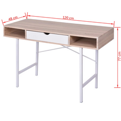 Desk with 1 Drawer Oak and White - Durable and Stylish