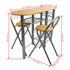 Wooden Kitchen & Breakfast Bar Table and Chair Set with Storage - Modern High-Quality Dining Furniture for Home