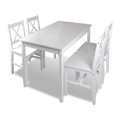 5 Piece Dining Set White - Elegant and Sturdy Furniture for Your Dining Room or Kitchen