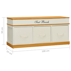 Storage Bench Solid Paulownia Wood 100 cm