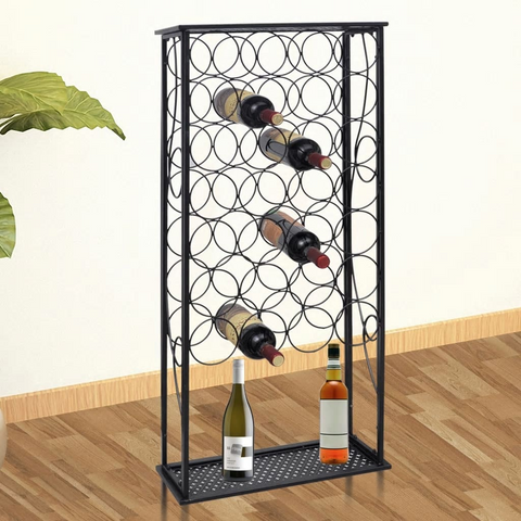 Wine Rack for 28 Bottles Metal - Elegant Floor Standing Wine Storage