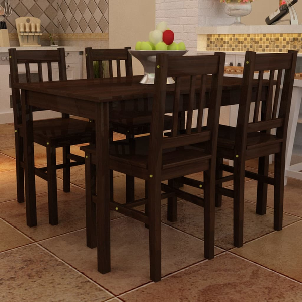 Dining Set 5 Pieces Pine Wood Brown - Elegant and Durable