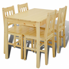 Dining Set 5 Pieces Pine Wood Natural - Solid and Elegant