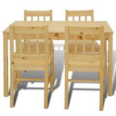 Dining Set 5 Pieces Pine Wood Natural - Solid and Elegant