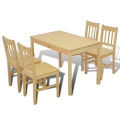 Dining Set 5 Pieces Pine Wood Natural - Solid and Elegant