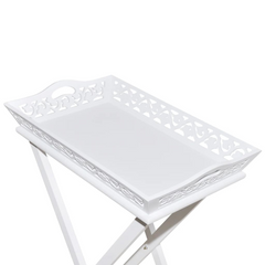 White Side Table with Detachable Tray - Stylish & Versatile Furniture