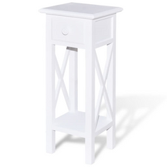 White Side Table with Drawer – Stylish & Functional Home Storage