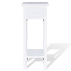 White Side Table with Drawer – Stylish & Functional Home Storage