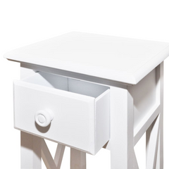 White Side Table with Drawer – Stylish & Functional Home Storage