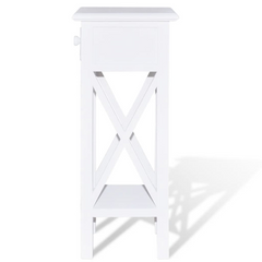 White Side Table with Drawer – Stylish & Functional Home Storage