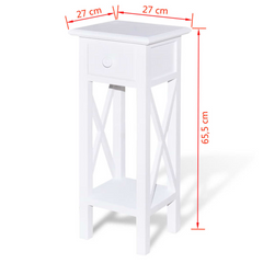 White Side Table with Drawer – Stylish & Functional Home Storage