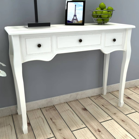 Dressing Console Table with Three Drawers White - Stylish and Functional