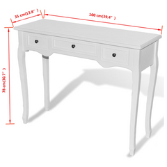 Dressing Console Table with Three Drawers White - Stylish and Functional