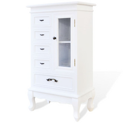 Cabinet with 5 Drawers 2 Shelves White