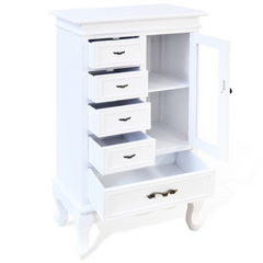 Cabinet with 5 Drawers 2 Shelves White