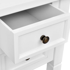 White Writing Desk with 5 Drawers - Elegant and Functional