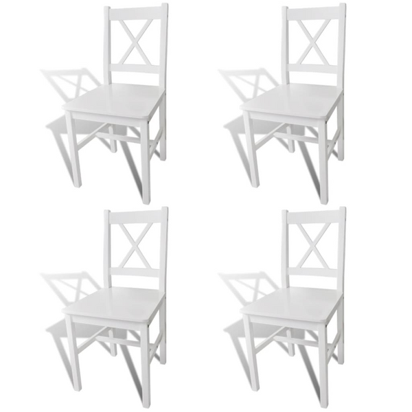 Dining Chairs 4 pcs White Pinewood - Elegant and Durable