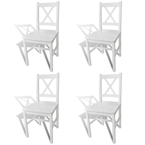 Dining Chairs 4 pcs White Pinewood - Elegant and Durable