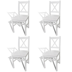 Dining Chairs 4 pcs White Pinewood - Elegant and Durable