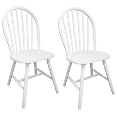 Dining Chairs Set of 2 - Classic White Solid Rubber Wood with Rustic Charm