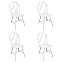 Dining Chairs 4 pcs - White Solid Rubber Wood | Rustic Charm & Durability