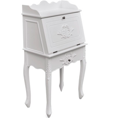 Elegant Wooden French Secretary Desk with Ample Storage – White Finish