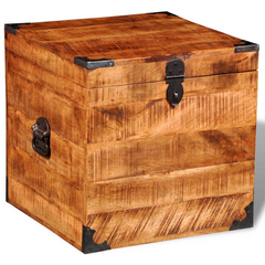 Cubic Rough Mango Wood Storage Chest - Handmade, Durable, and Unique