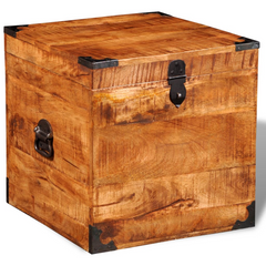 Cubic Rough Mango Wood Storage Chest - Handmade, Durable, and Unique