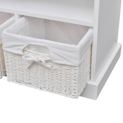 Storage Bench Aarau White with 3 Woven Baskets - Stylish & Functional Furniture for Any Room