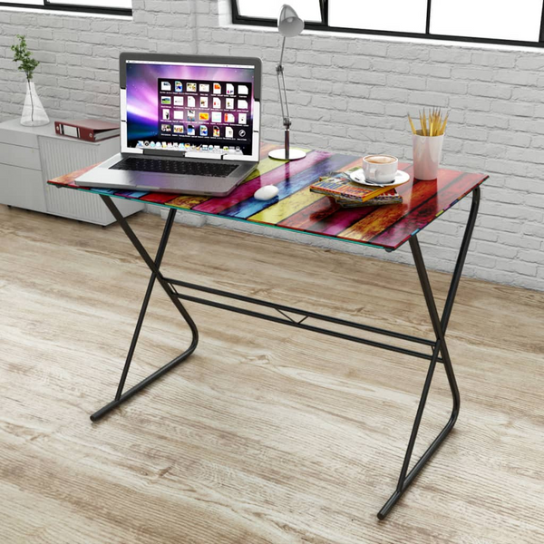 Rainbow Pattern Glass Desk - Contemporary and Stylish Design