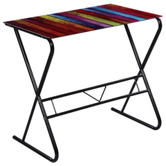 Rainbow Pattern Glass Desk - Contemporary and Stylish Design