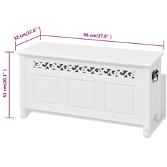 Baroque Style Storage Bench - MDF Wood, White - Versatile Storage Solution