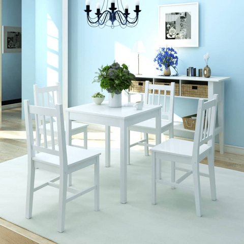 Five Piece Dining Set Pinewood White - High-Quality, Timeless Design