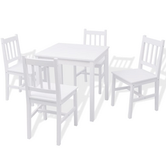 Five Piece Dining Set Pinewood White - High-Quality, Timeless Design