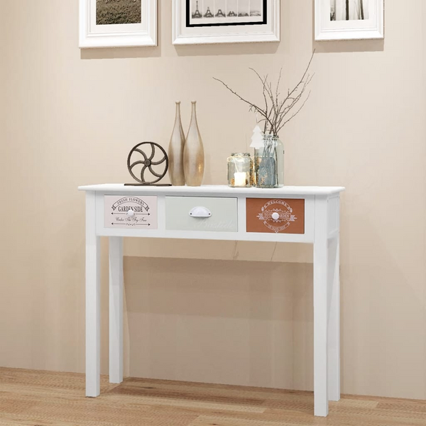 French Country Style Wooden Console Table with Drawers - Rustic Charm for Your Home