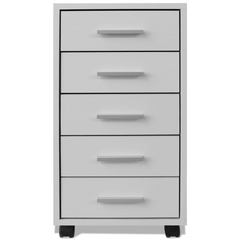 Modern Office Drawer Unit with Castors - 5 Drawers, White - Stylish & Durable Storage Solution