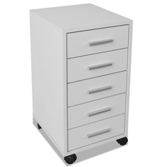 Modern Office Drawer Unit with Castors - 5 Drawers, White - Stylish & Durable Storage Solution