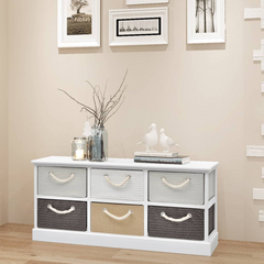 Storage Bench 6 Drawers Wood - Rustic Charm for Organized Living Spaces