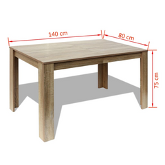 Dining Table 140x80x75 cm Oak - Elegant and Sturdy | Free Shipping