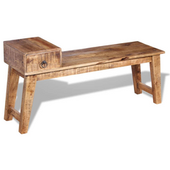 Bench with Drawer Solid Mango Wood 120x36x60 cm