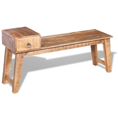 Bench with Drawer Solid Mango Wood 120x36x60 cm