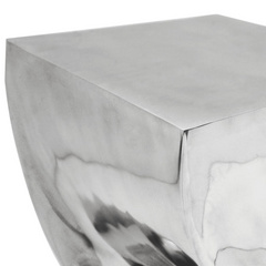 Twisted Aluminium Stool/Side Table - Modern Silver Design