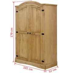 Wardrobe Mexican Pine Corona Range 2 Doors - Rustic Charm for Your Bedroom | vidaXL.com