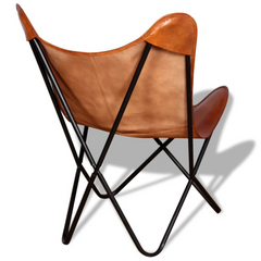 Vintage Brown Real Leather Butterfly Chair - Ergonomic & Stylish Seating