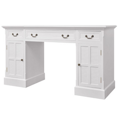 Elegant Double Pedestal Desk, White 140x48x80 cm - Stylish & Functional Workstation