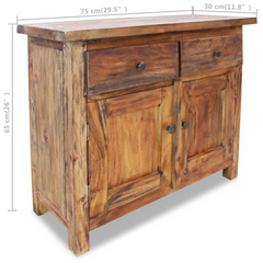 Rustic Sideboard | Solid Mahogany Wood | 75x30x65 cm | Vintage Style Cabinet with Ample Storage