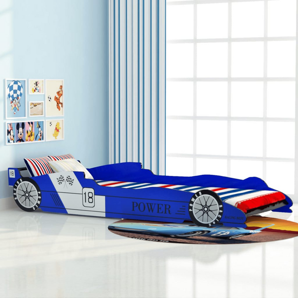 Children's Race Car Bed 90x200 cm Blue | Affordable and Fun Bed for Kids