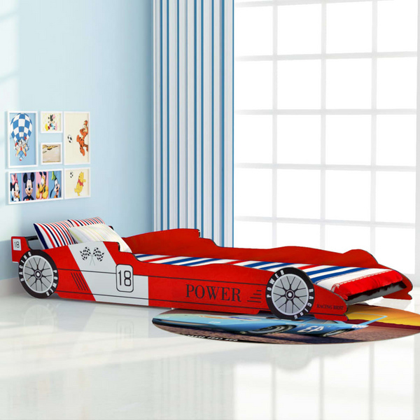 Children's Race Car Bed 90x200 cm Red | Kids Bed with Safety Rails