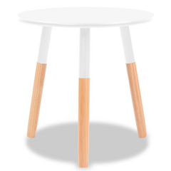 White Solid Pinewood Side Table Set - 2 Pieces, Modern Scandinavian Design, Easy Assembly